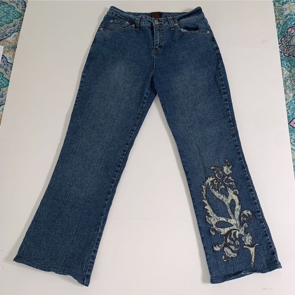 Andre Bini Bootcut Embellished Lace Jeans‎ Size 6P